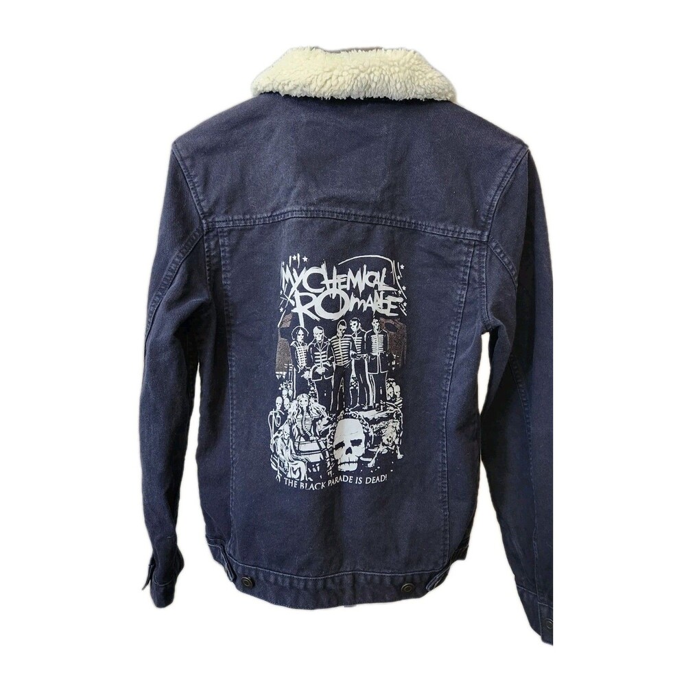 Next Women/Mens Small Navy Jean Jacket My Chemical Romance Black Parade Sherpa